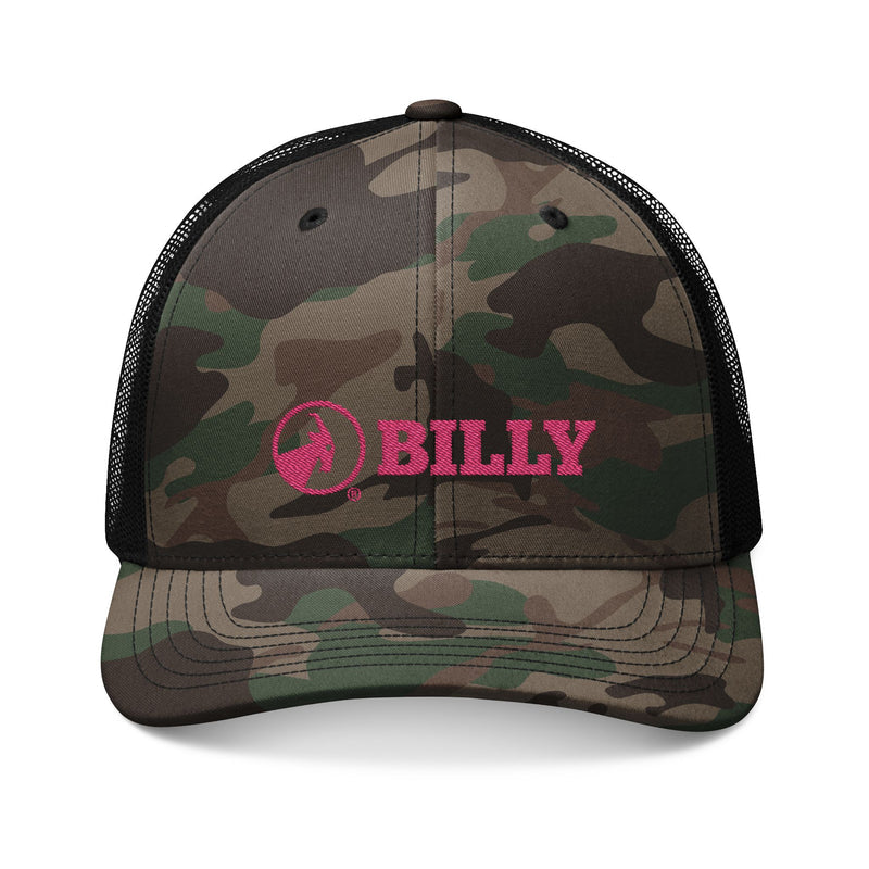 BILLY Camouflage Trucker Hat (Pink Horizontal Logo - Embroidery)