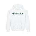 White hoodie with green 'BILLY' logo on a white background