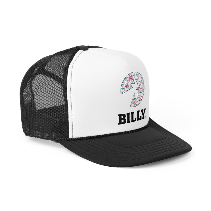 BILLY Foam Trucker Cap (Sasha Splatter - Black Print) — AVAILABLE IN 2 COLORS