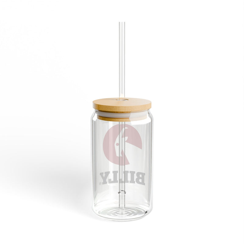 BILLY Sipper Glass, 16oz (Red/Black Vertical Logo)
