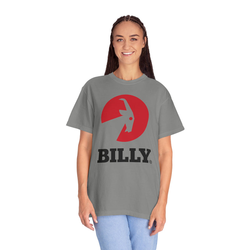 BILLY Unisex Garment-Dyed T-Shirt (Black/Red Vertical Logo)