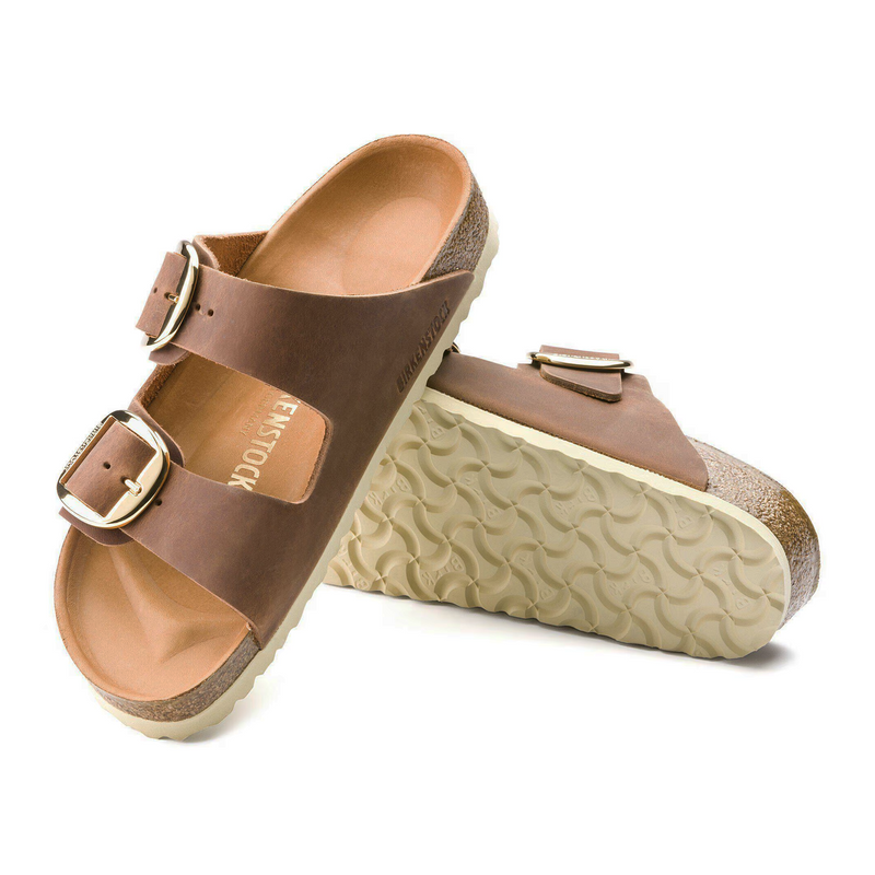 Birkenstock Arizona Big Buckle Narrow Slide Sandal (Women) - Cognac Oiled Leather Sandal - Slide - The Heel Shoe Fitters