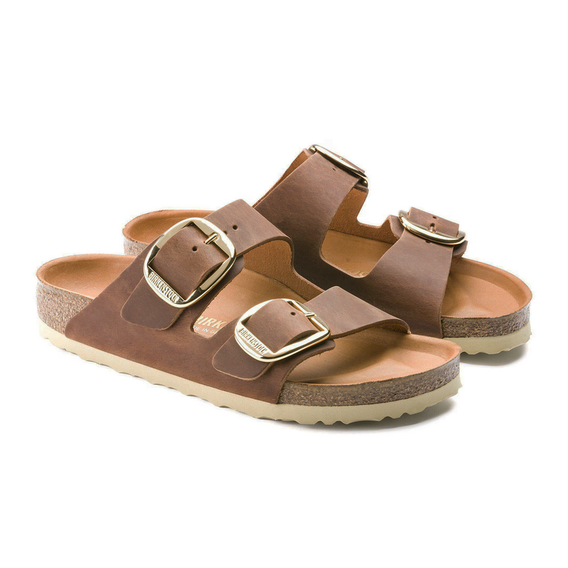 Birkenstock Arizona Big Buckle Narrow Slide Sandal (Women) - Cognac Oiled Leather Sandal - Slide - The Heel Shoe Fitters