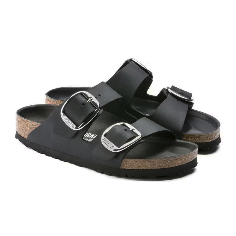Birkenstock Arizona Big Buckle Slide Sandal (Women) - Black Oiled Leather Sandal - Slide - The Heel Shoe Fitters
