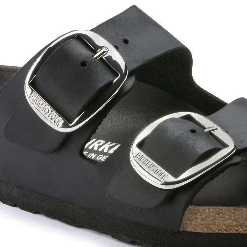 Birkenstock Arizona Big Buckle Slide Sandal (Women) - Black Oiled Leather Sandal - Slide - The Heel Shoe Fitters