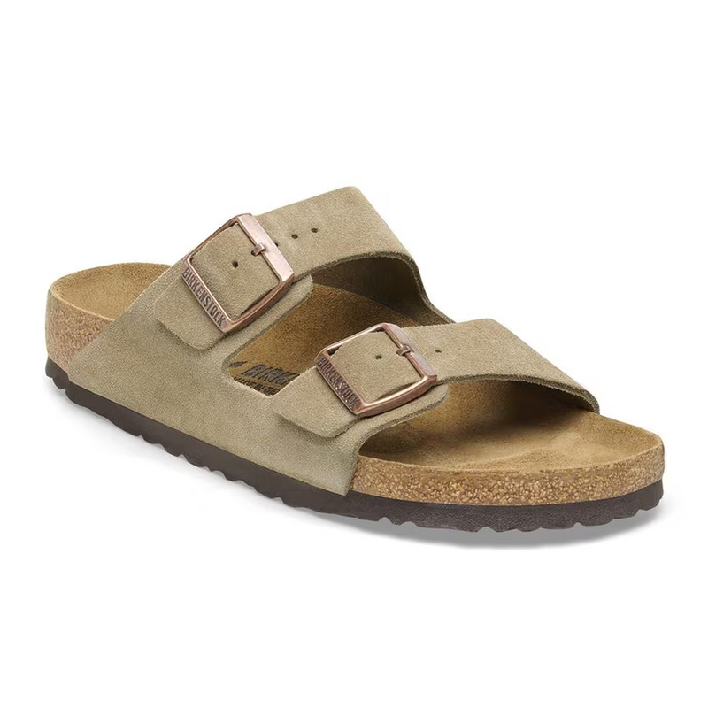 Birkenstock Arizona Slide Sandal (Unisex) - Taupe Suede Sandal - Slide - The Heel Shoe Fitters