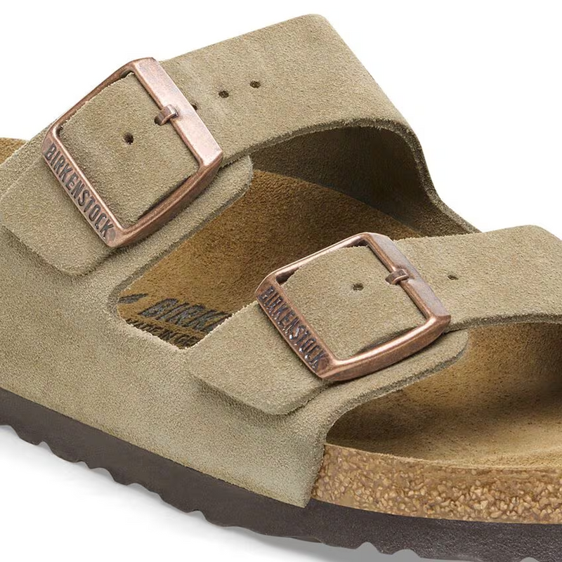 Birkenstock Arizona Slide Sandal (Unisex) - Taupe Suede Sandal - Slide - The Heel Shoe Fitters