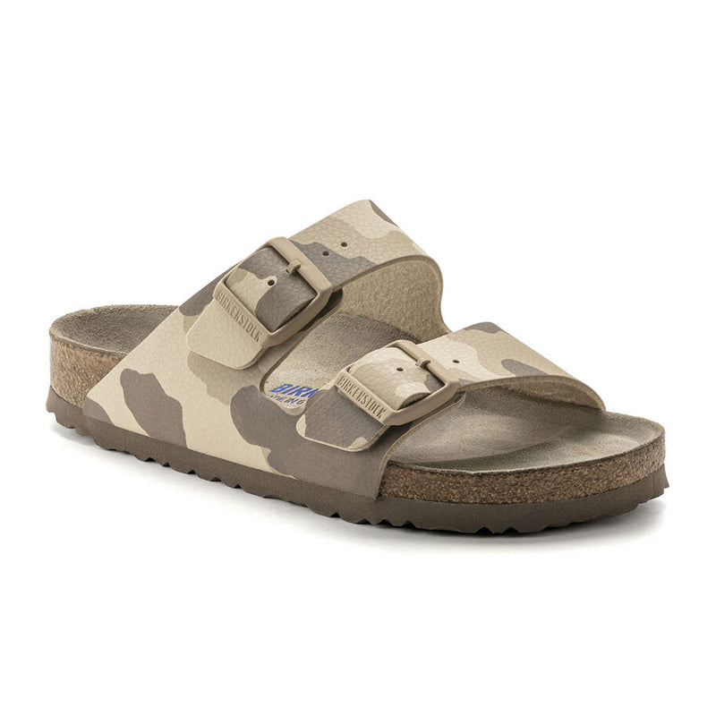 Birkenstock Arizona Soft Footbed Slide Sandal (Women) - Desert Soil Camo Gray Taupe Birko-Flor Sandal - Slide - The Heel Shoe Fitters