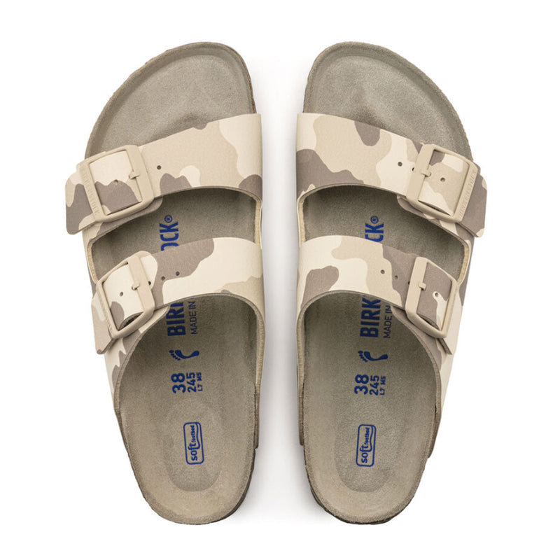Birkenstock Arizona Soft Footbed Slide Sandal (Women) - Desert Soil Camo Gray Taupe Birko-Flor Sandal - Slide - The Heel Shoe Fitters