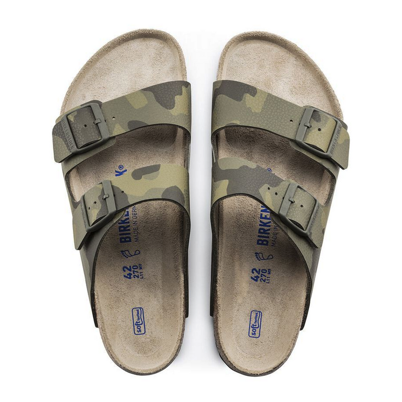 Birkenstock Arizona Soft Footbed Slide Sandal (Women) - Desert Soil Camo Green Birko-Flor Sandal - Slide - The Heel Shoe Fitters