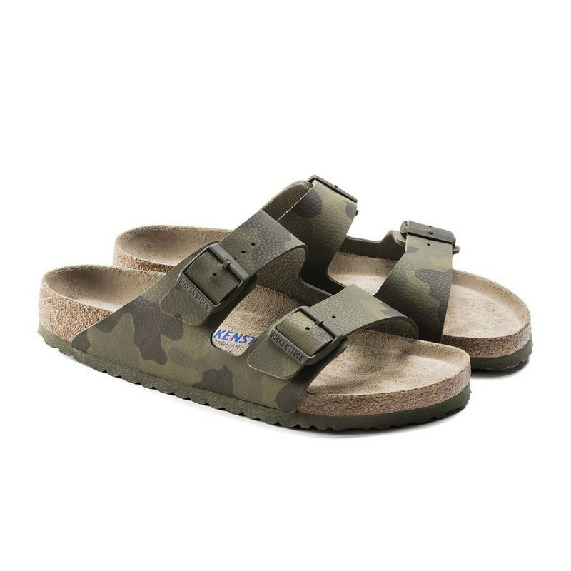 Birkenstock Arizona Soft Footbed Slide Sandal (Women) - Desert Soil Camo Green Birko-Flor Sandal - Slide - The Heel Shoe Fitters