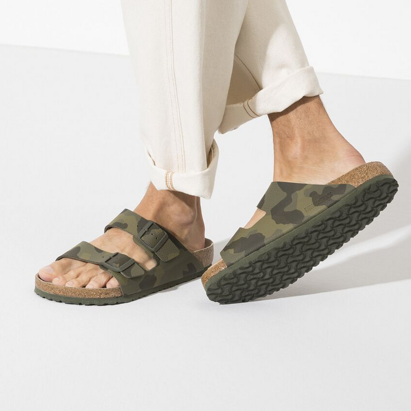 Birkenstock Arizona Soft Footbed Slide Sandal (Women) - Desert Soil Camo Green Birko-Flor Sandal - Slide - The Heel Shoe Fitters