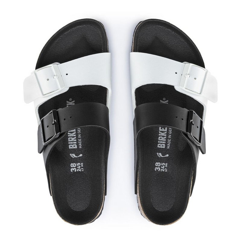Birkenstock Arizona Split Slide Sandal (Women) - Black/White Birko-Flor Sandal - Slide - The Heel Shoe Fitters