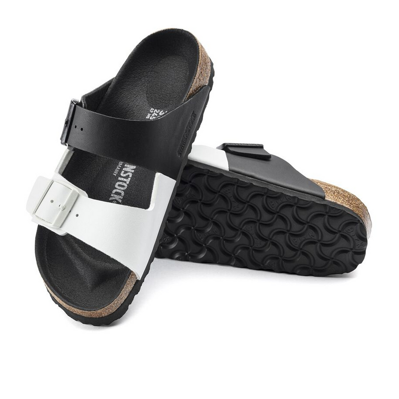Birkenstock Arizona Split Slide Sandal (Women) - Black/White Birko-Flor Sandal - Slide - The Heel Shoe Fitters