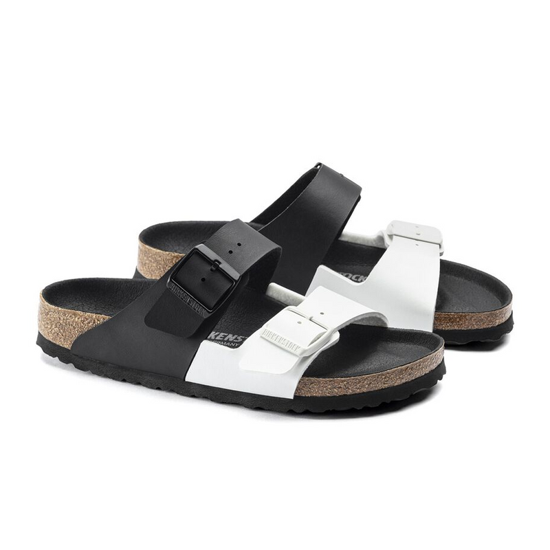 Birkenstock Arizona Split Slide Sandal (Women) - Black/White Birko-Flor Sandal - Slide - The Heel Shoe Fitters