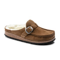 Birkenstock Buckley Narrow Clog (Women) - Tea Suede/Natural Shearling Dress-Casual - Clogs & Mules - The Heel Shoe Fitters