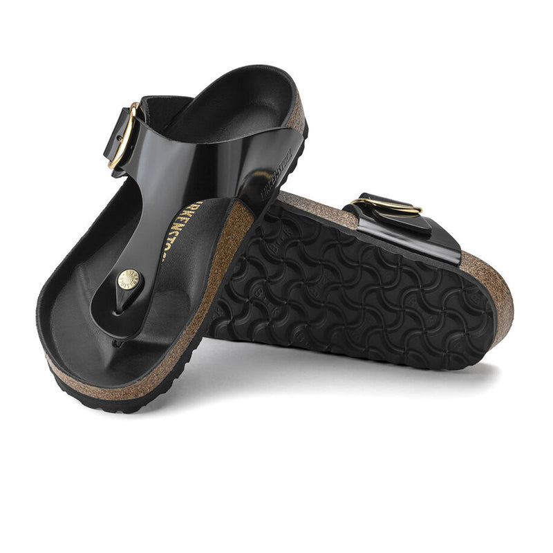 Birkenstock Gizeh Big Buckle Sandal (Women) - High Shine Black Leather Sandal - Thong - The Heel Shoe Fitters