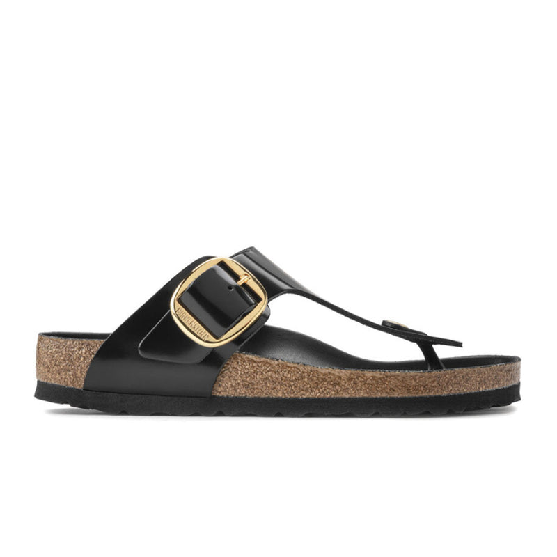 Birkenstock Gizeh Big Buckle Sandal (Women) - High Shine Black Leather Sandal - Thong - The Heel Shoe Fitters