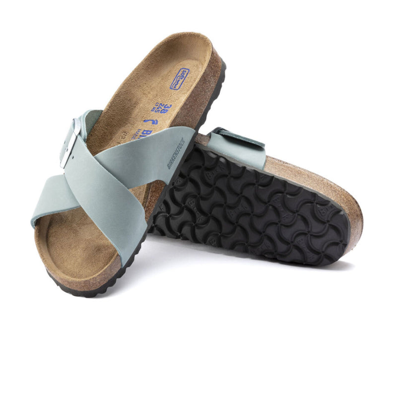 Birkenstock Siena Soft Footbed Narrow Slide Sandal (Women) - Faded Aqua Nubuck Sandal - Slide - The Heel Shoe Fitters