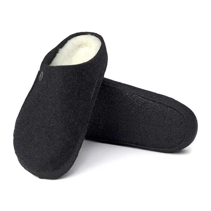 Birkenstock Zermatt Slipper (Unisex) - Anthracite Wool/Natural Shearling Dress-Casual - Slipper - The Heel Shoe Fitters