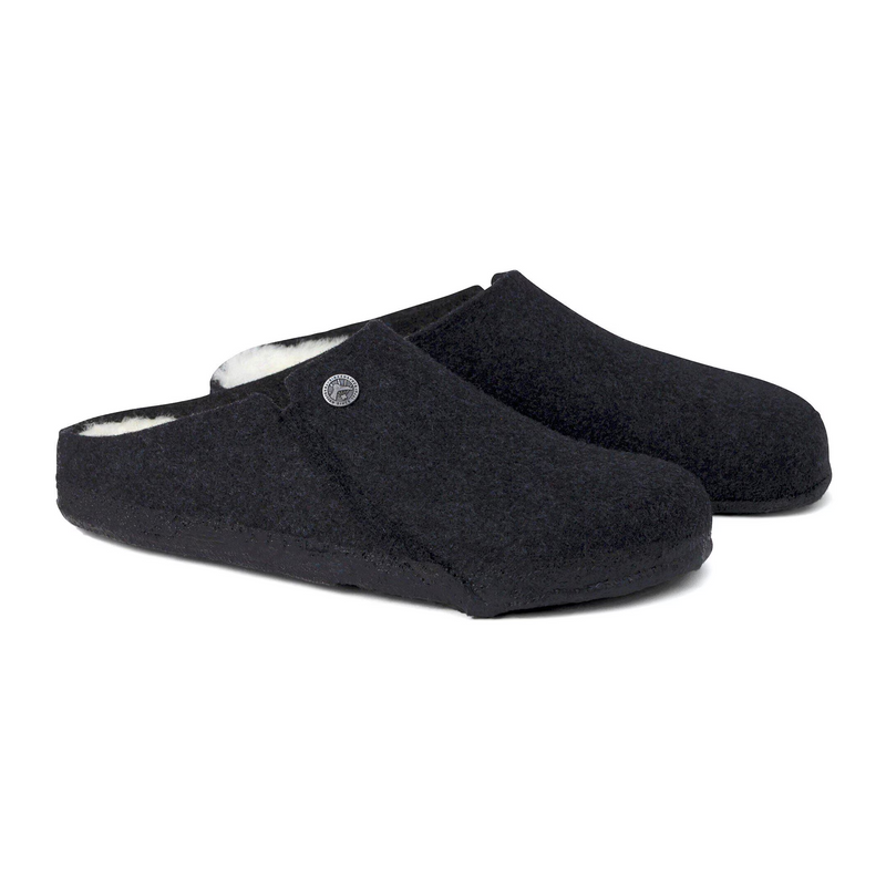 Birkenstock Zermatt Slipper (Unisex) - Anthracite Wool/Natural Shearling Dress-Casual - Slipper - The Heel Shoe Fitters