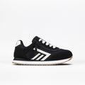 The BILLY Footwear Kids'/Toddler Retro Jogger in black features white laces, white accents, and a white/tan sole, shown on a plain white background.