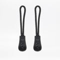 Two black rope zipper pulls with 'BILLY' branding on a white background