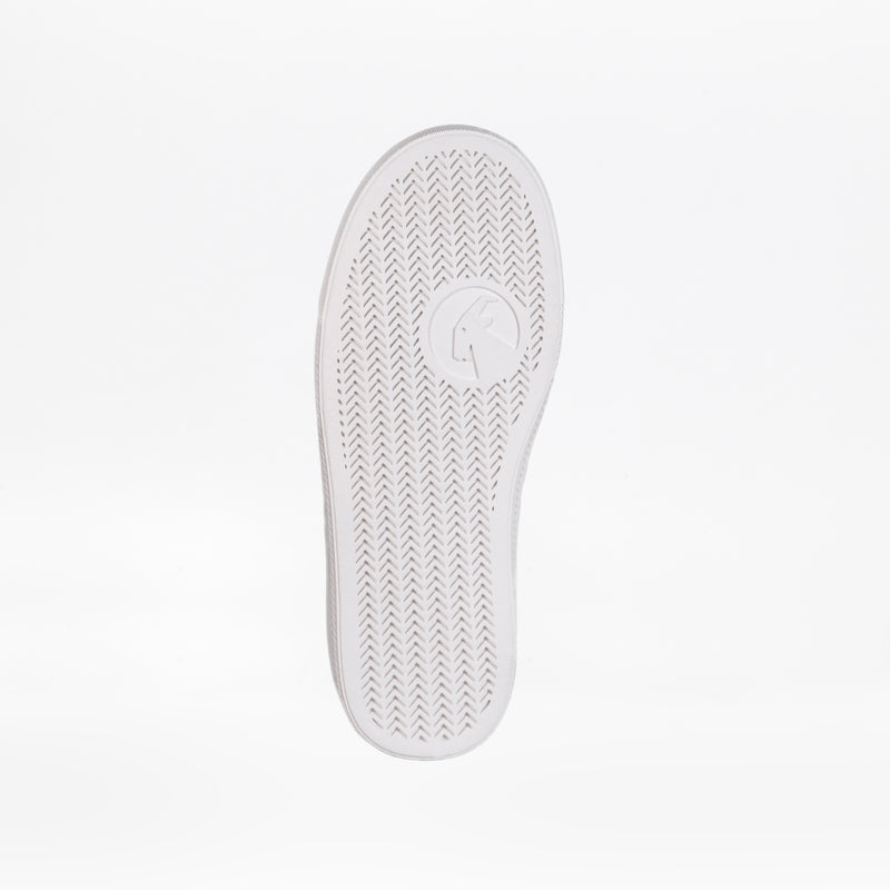 The Black/White BILLY Classic Lace High by BILLY Footwear features a white sole with herringbone tread and a circular logo with a stylized arrow, shown on a plain white background.