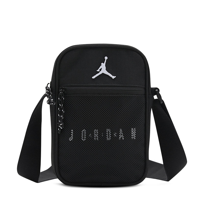 Blacktop festival bag, black crossbody with Jordan logo and zip front pocket