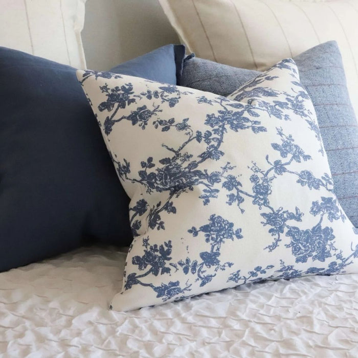 Blue Floral Print Cushion