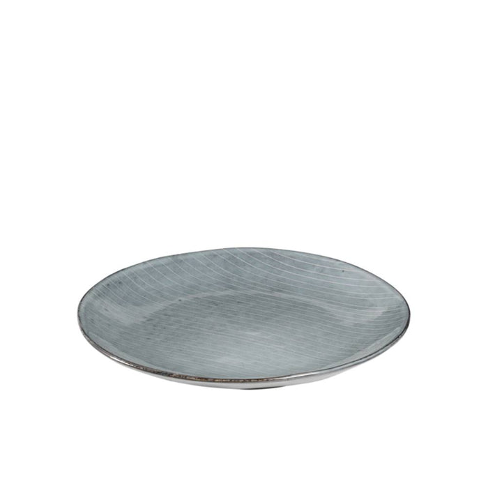 blue stoneware plate