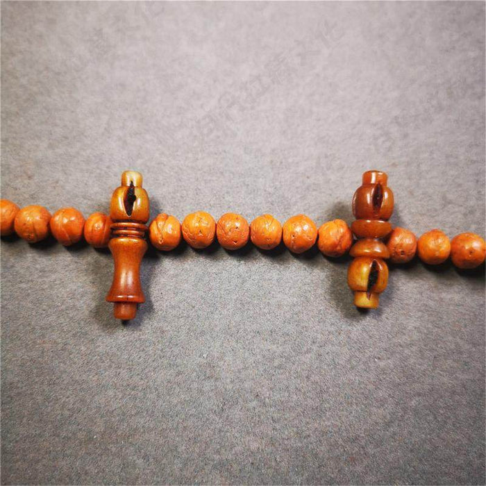 Bone Carved Vajra Bell Pendant - Tibetan Buddhist vajra, detailed view