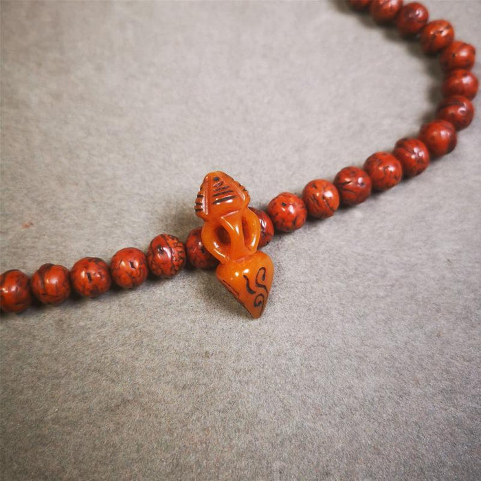 Bone Phurba Amulet 1.18" - Tibetan Buddhist amulet, detailed view