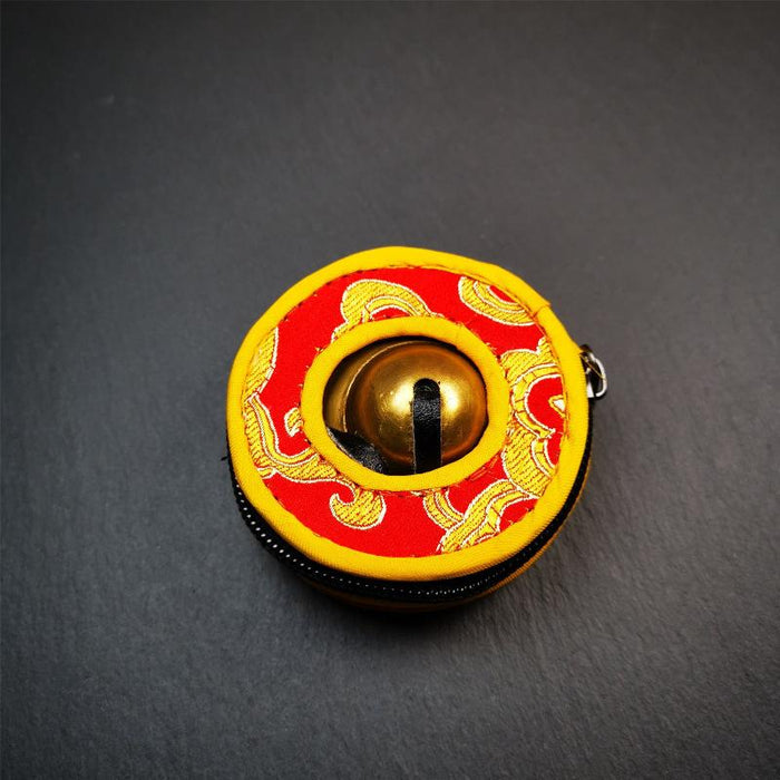 Brass Tingsha Set - 2.6" - Tibetan Buddhist art, close-up detail