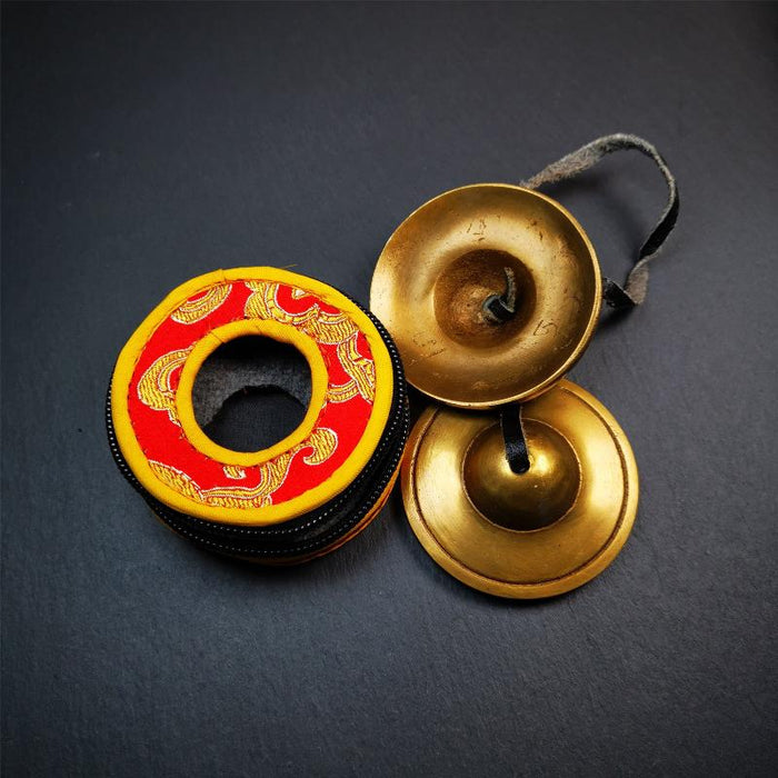 Brass Tingsha Set - 2.6" - Tibetan Buddhist art, view 4