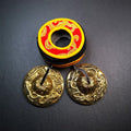 Brass Tingsha Set - Dragon - 2.6" - Tibetan Buddhist art, front view