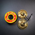 Brass Tingsha Set - OM Mantra - 2.6" - Tibetan Buddhist art, front view