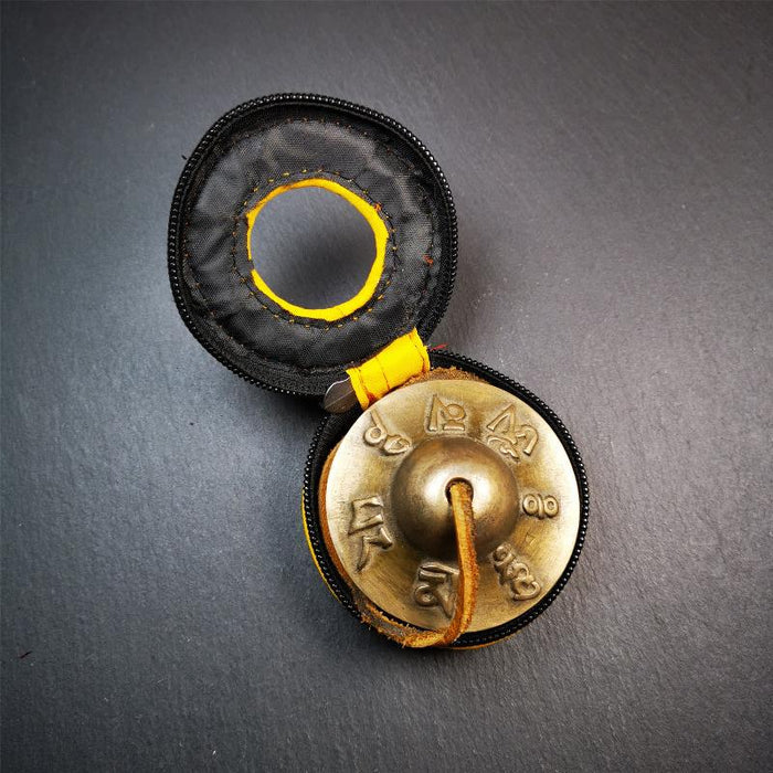 Brass Tingsha Set - OM Mantra - 2.6" - Tibetan Buddhist art, view 5