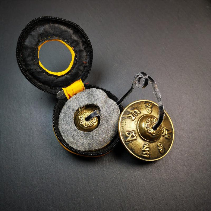 Brass Tingsha Set - OM Mantra - 2.6" - Tibetan Buddhist art, view 7