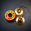 Brass Tingsha Set - Shiny Color - 2.6" - Tibetan Buddhist art, front view