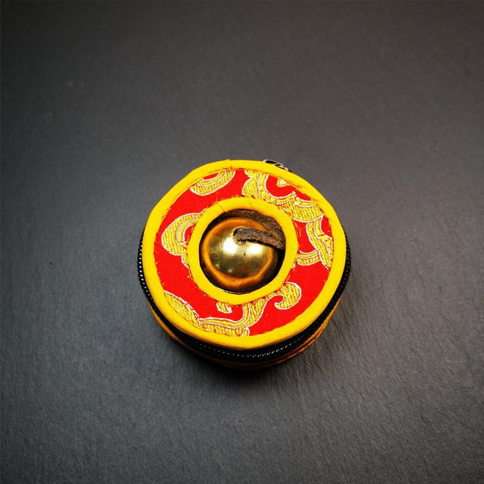 Brass Tingsha Set - Shiny Color - 2.6" - Tibetan Buddhist art, view 5