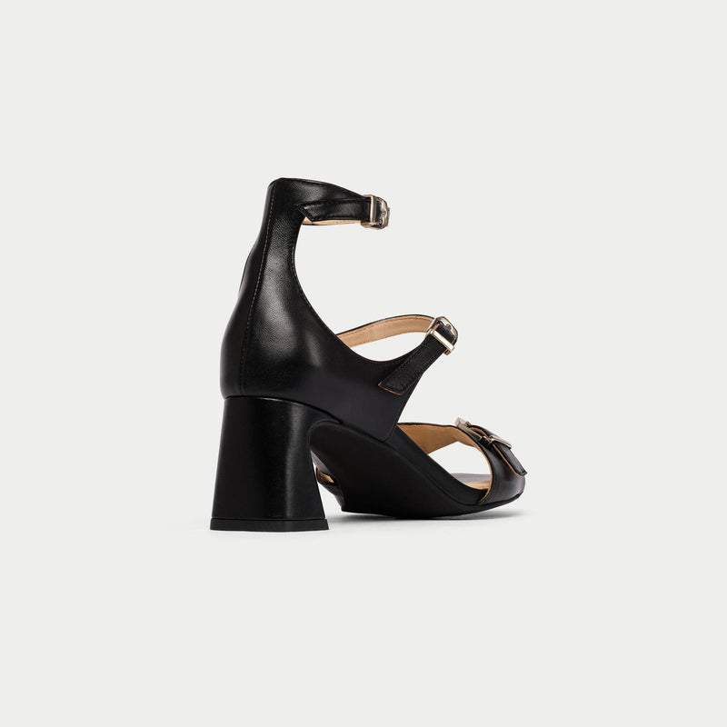 Bridget - Black Leather Heels