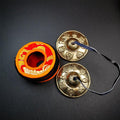 Bronze Tingsha Set - Astamangal - 2.7" - Tibetan Buddhist art, front view