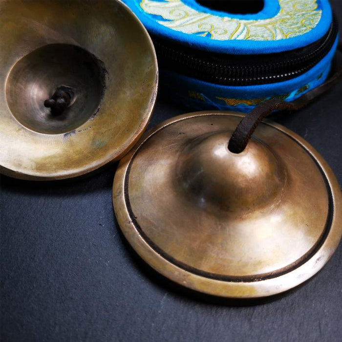 Bronze Tingsha Set - Plain - 3.27" - Tibetan Buddhist art, view 8
