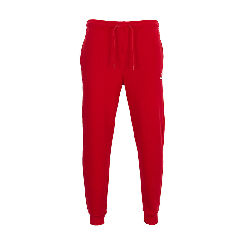 Men’s red fleece jogger pants with drawstring waist and ribbed ankle cuffs