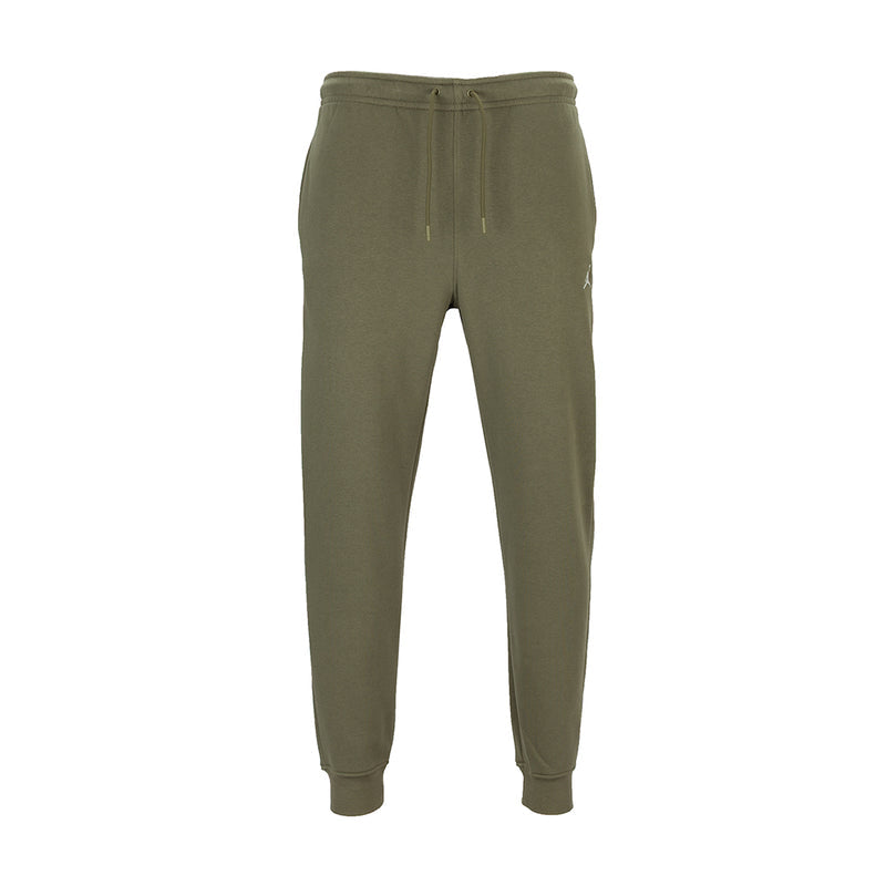 Men's medium olive fleece jogger pants with drawstring waist and tapered legs