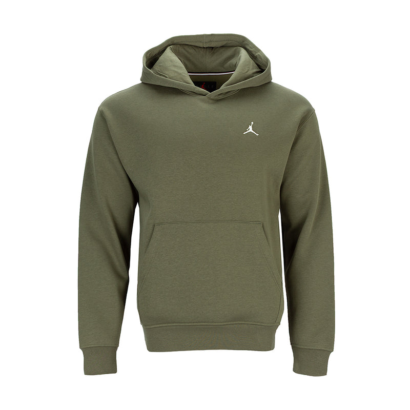 Men's medium olive fleece pullover hoodie with Jordan logo and kangaroo pocket