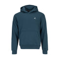 Men's fleece pullover hoodie in squadron blue, hood with small Jumpman logo on chest.
