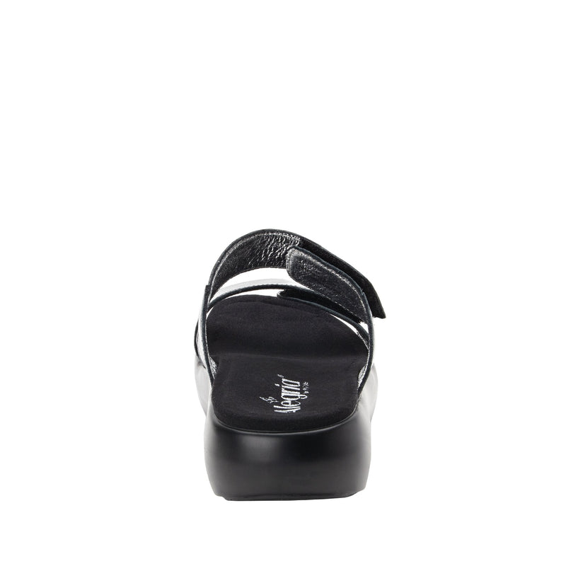 Bryce Black slip on two strap sandal with non-flexing sleek rocker bottom with built in arch support  - BRY-601_S3