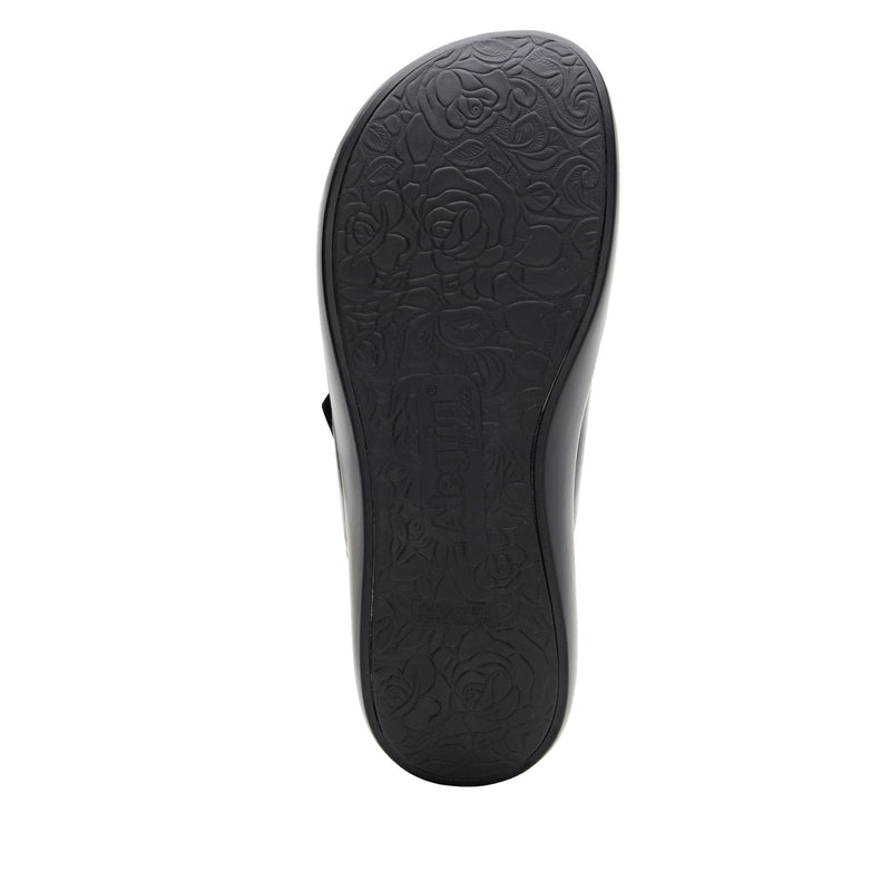Bryce Black slip on two strap sandal with non-flexing sleek rocker bottom with built in arch support  - BRY-601_S5